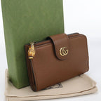 Gucci Compact Wallet with Bamboo Double Aabxm Bifold Leather