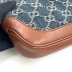 Gucci Jackie GG Denim Leather Indigo Blue Brown Mini Shoulder Bag Gold — view 7