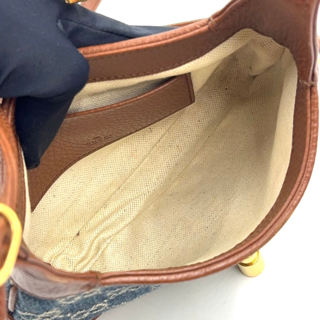 Gucci Jackie GG Denim Leather Indigo Blue Brown Mini Shoulder Bag Gold — view 3