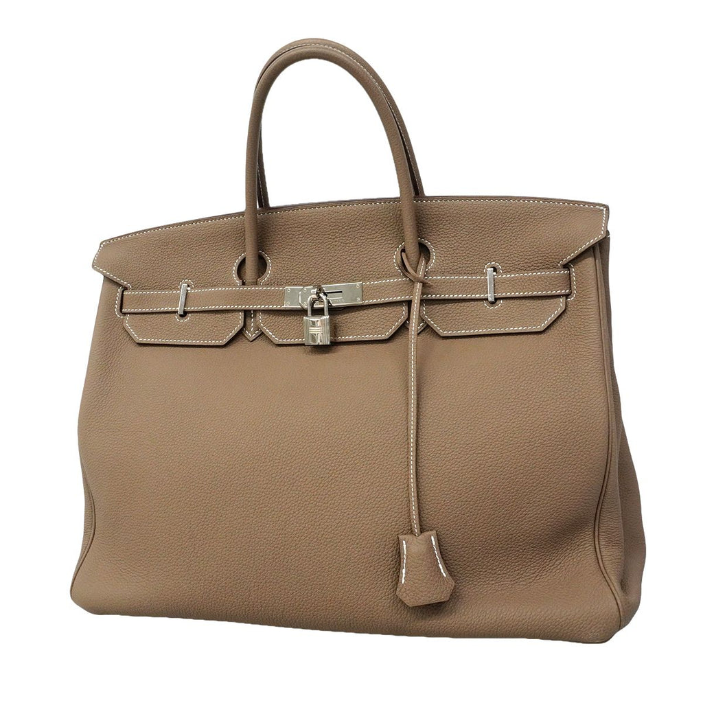 Hermes Handbag Birkin 40 Togo Etoupe Silver