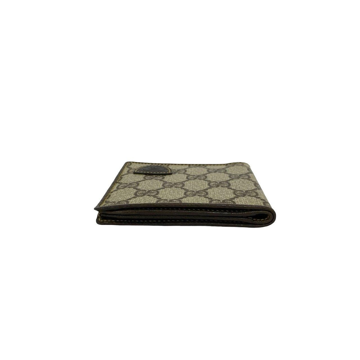 Gucci Vintage GG Pattern Leather Bifold Wallet Mini Card Case Brown — view 3