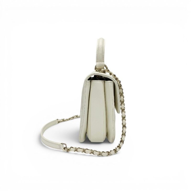 Chanel Trendy CC Shoulder Bag White Gold CC Logo Turnlock Rhinestone Chain 2-Way — view 2