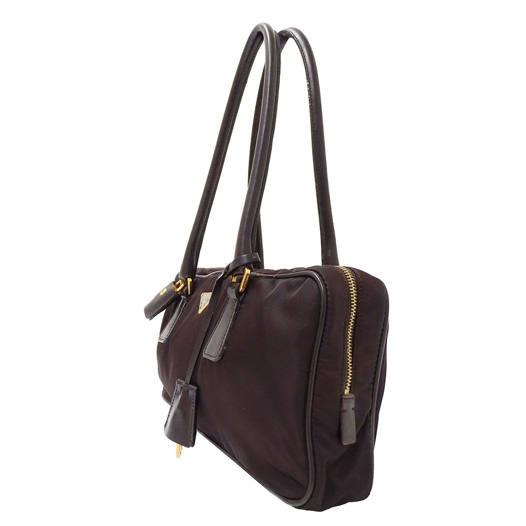 Prada Bag Handbag Nylon Dark Brown Handle Simple Going Out Everyday — view 4