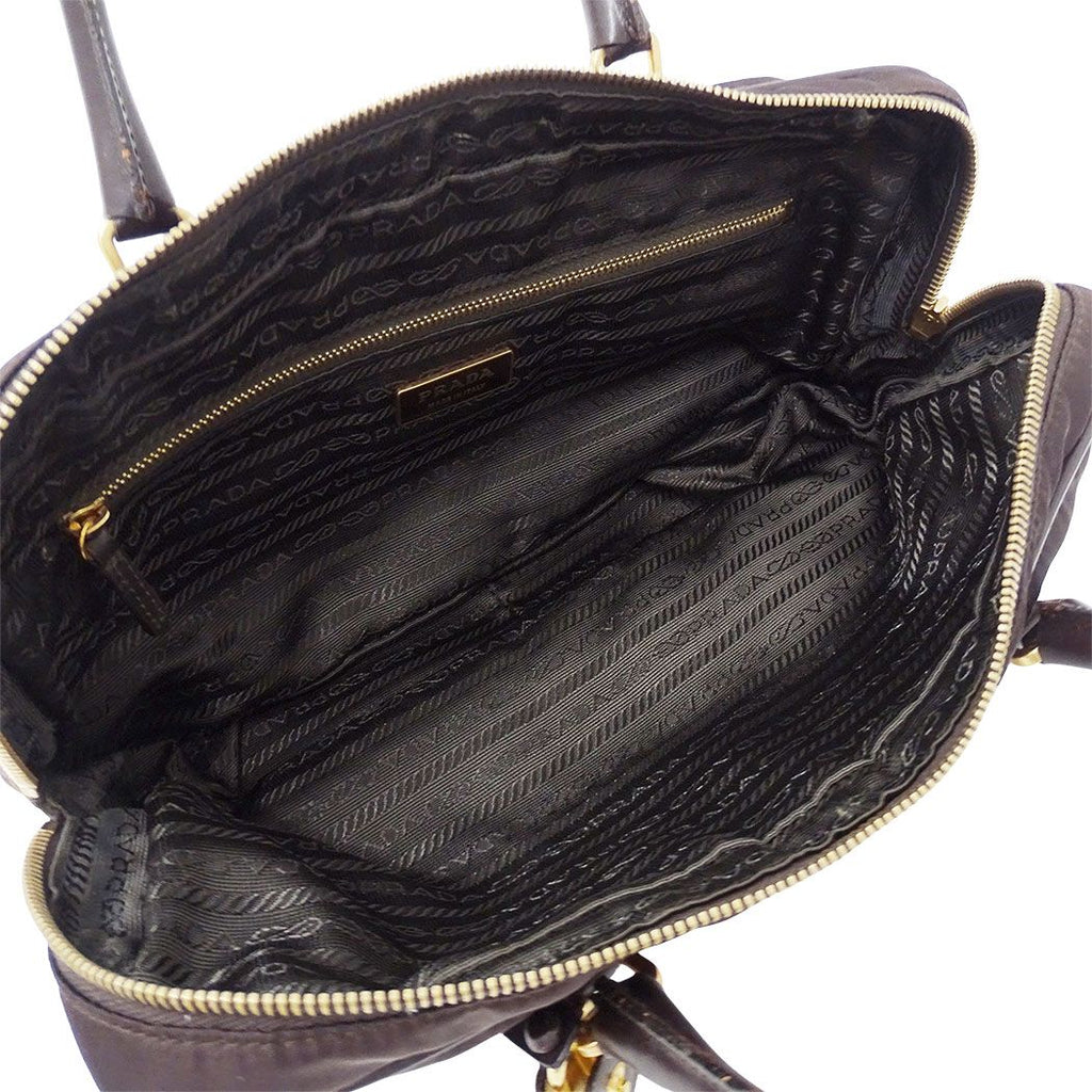 Prada Bag Handbag Nylon Dark Brown Handle Simple Going Out Everyday — view 5