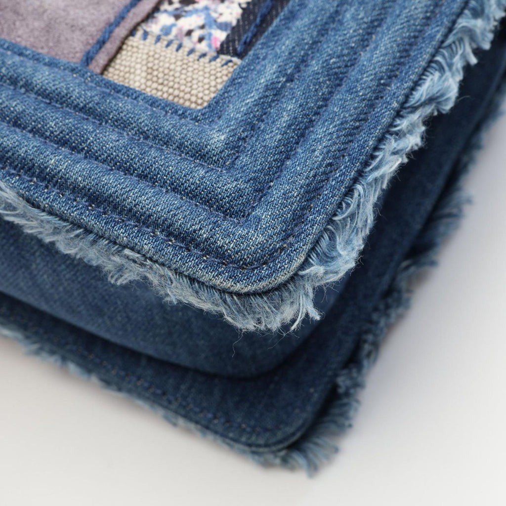 Chanel Shoulder Bag Boy Patchwork Denim Blue Chain — view 7