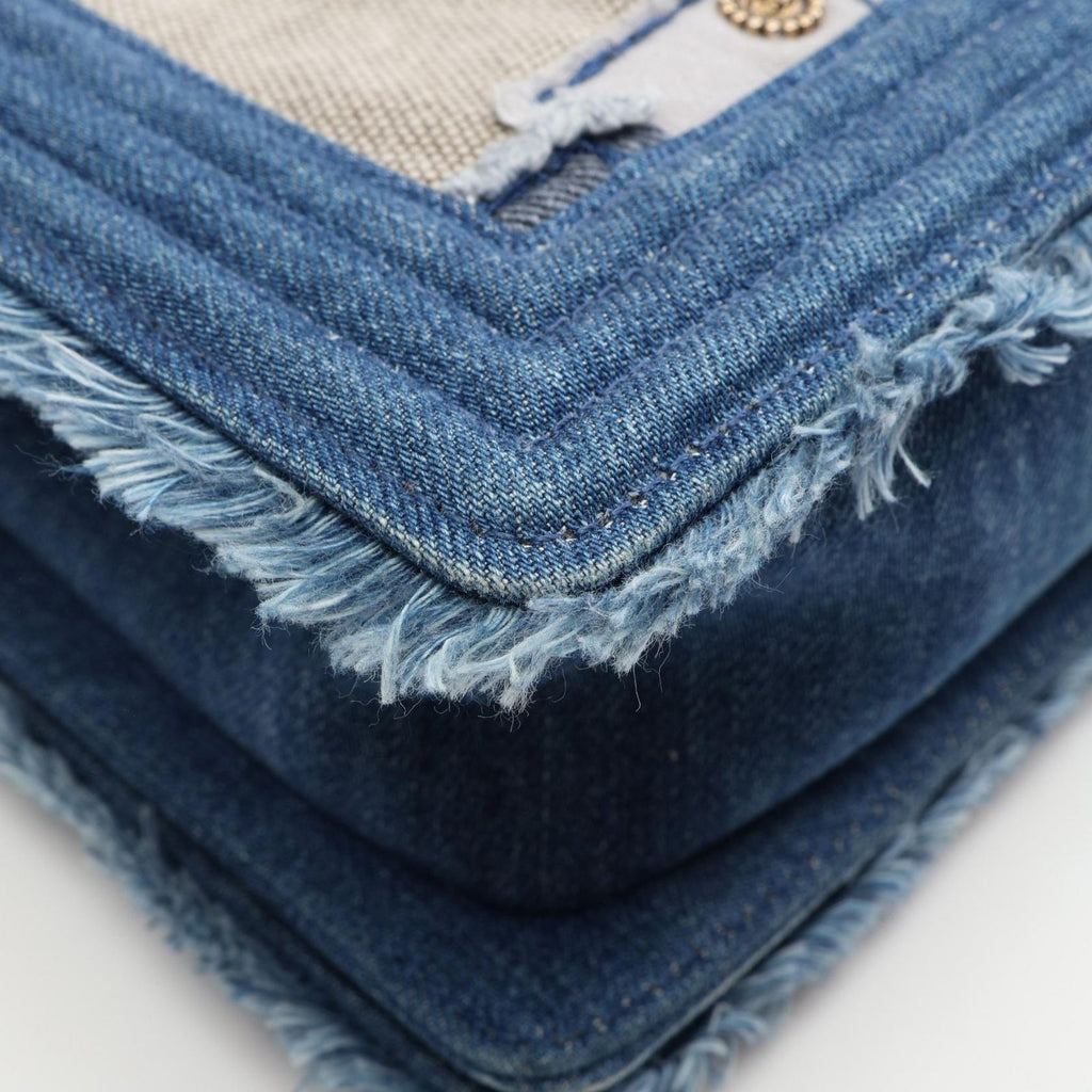 Chanel Shoulder Bag Boy Patchwork Denim Blue Chain — view 6