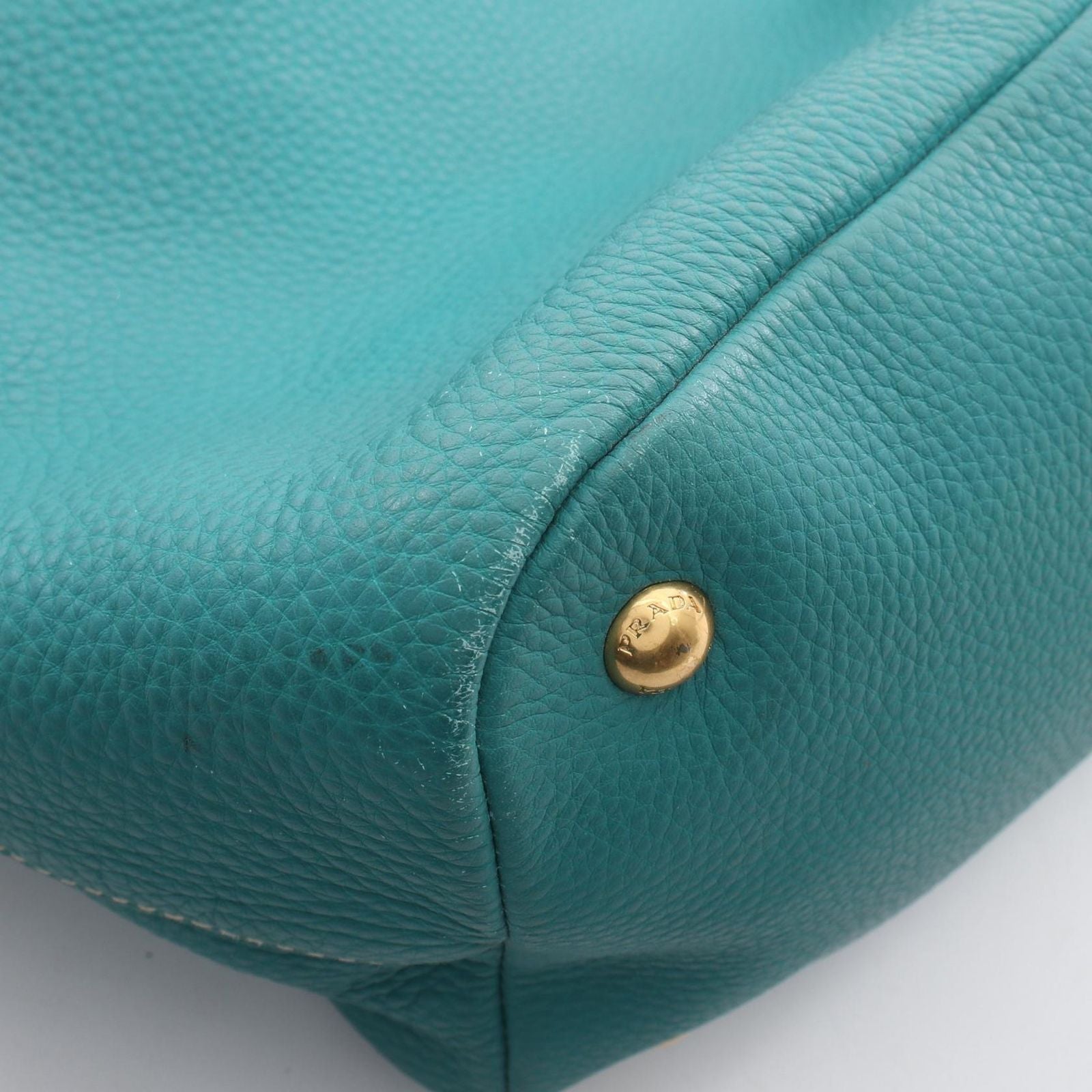 Prada Tote Bag 2-Way Turquoise Leather — view 5