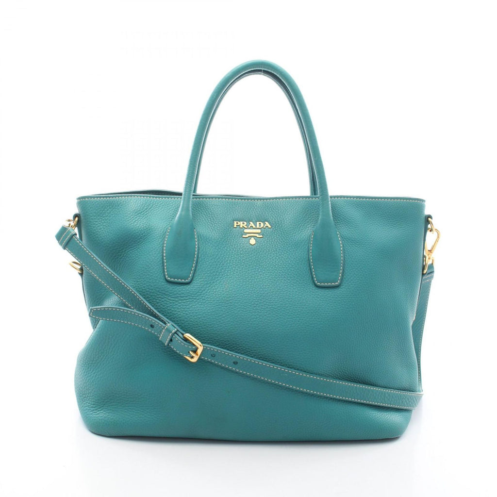 Prada Tote Bag 2-Way Turquoise Leather