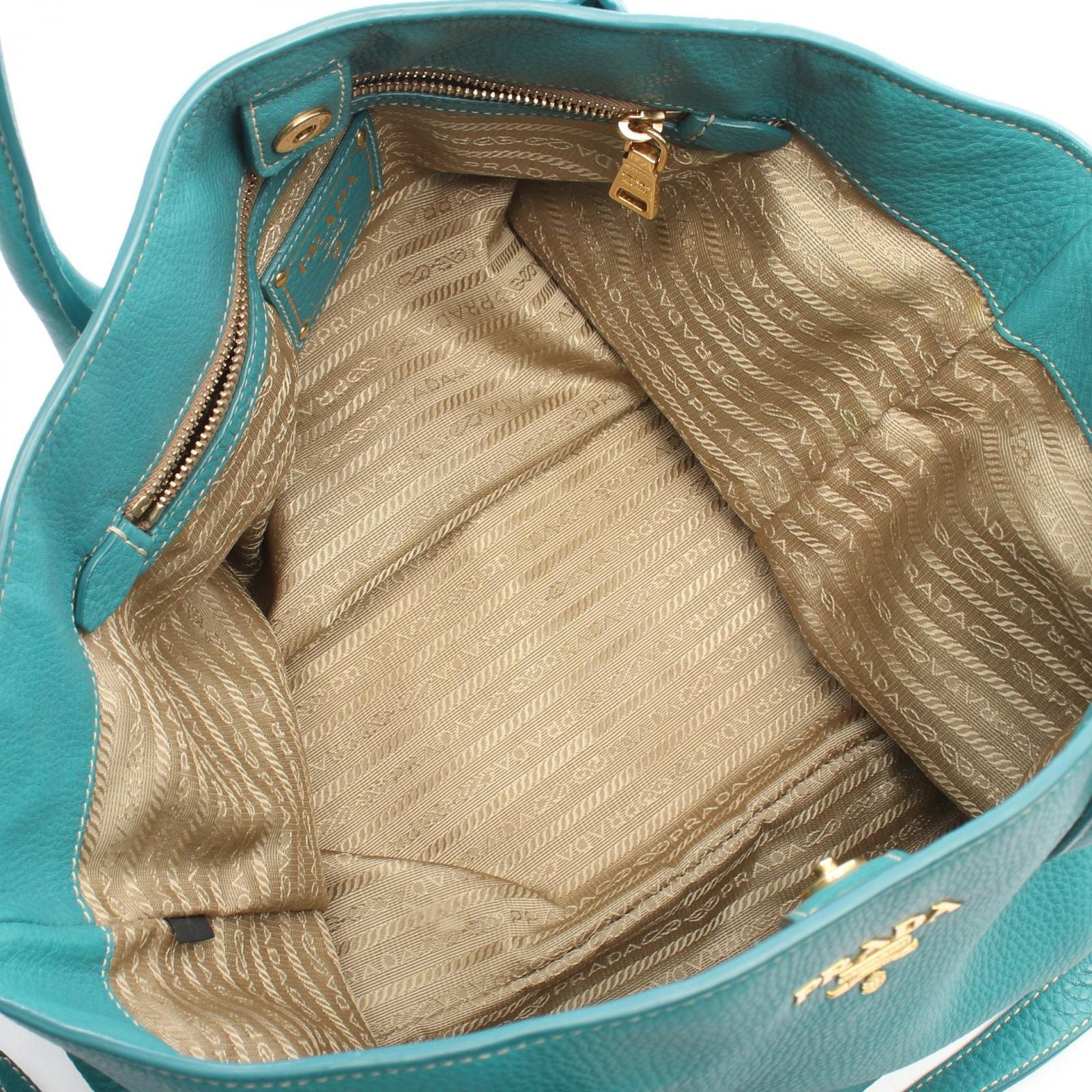 Prada Tote Bag 2-Way Turquoise Leather — view 3