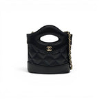 Chanel 31 Shoulder Bag Black Gold Quilted CC Logo Chain Clutch