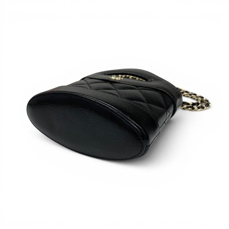 Chanel 31 Shoulder Bag Black Gold Quilted CC Logo Chain Clutch — view 4
