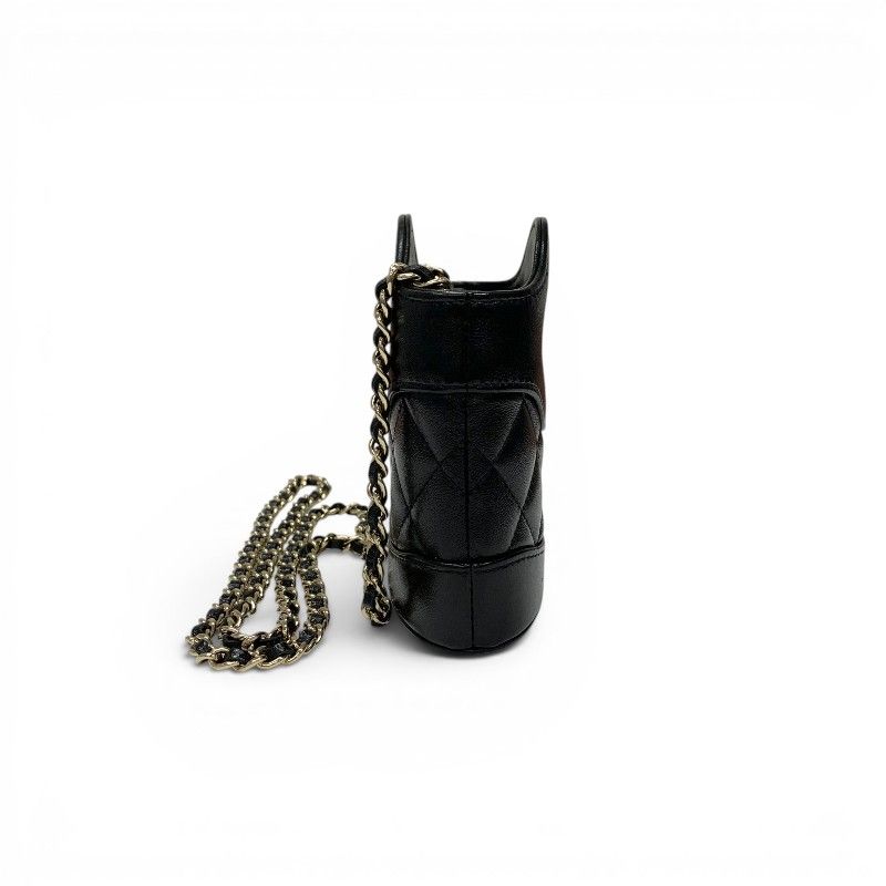 Chanel 31 Shoulder Bag Black Gold Quilted CC Logo Chain Clutch — view 2