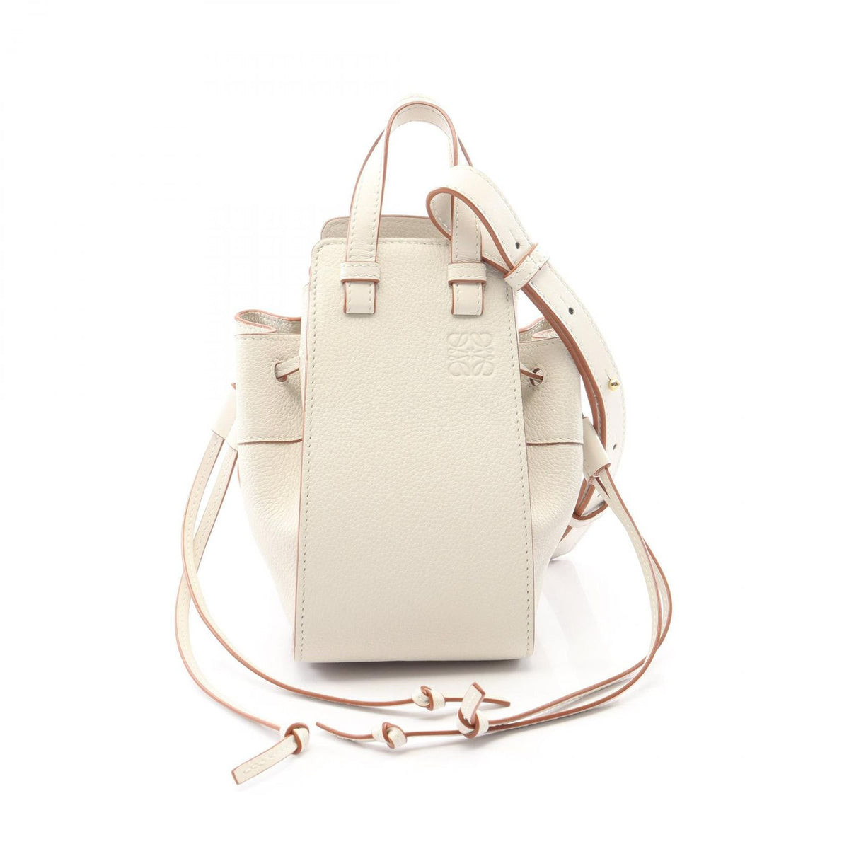 Loewe Handbag Hammock Drawstring Bag Mini 2-Way Off White Leather