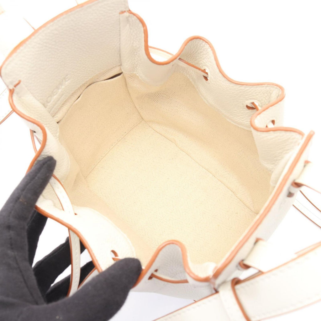 Loewe Handbag Hammock Drawstring Bag Mini 2-Way Off White Leather — view 3