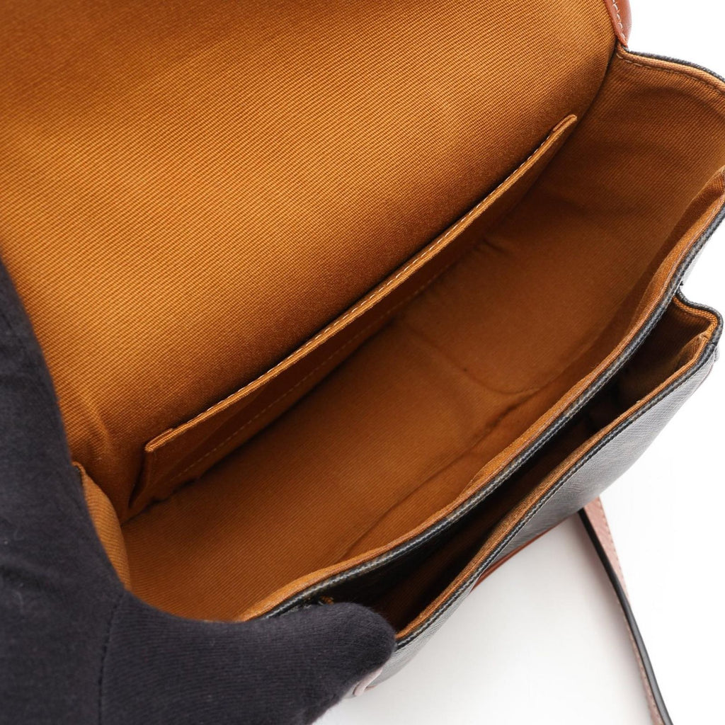 Celine Shoulder Bag Folco Triomphe Black Brown Canvas Leather — view 3