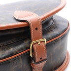 Celine Shoulder Bag Folco Triomphe Black Brown Canvas Leather — view 7