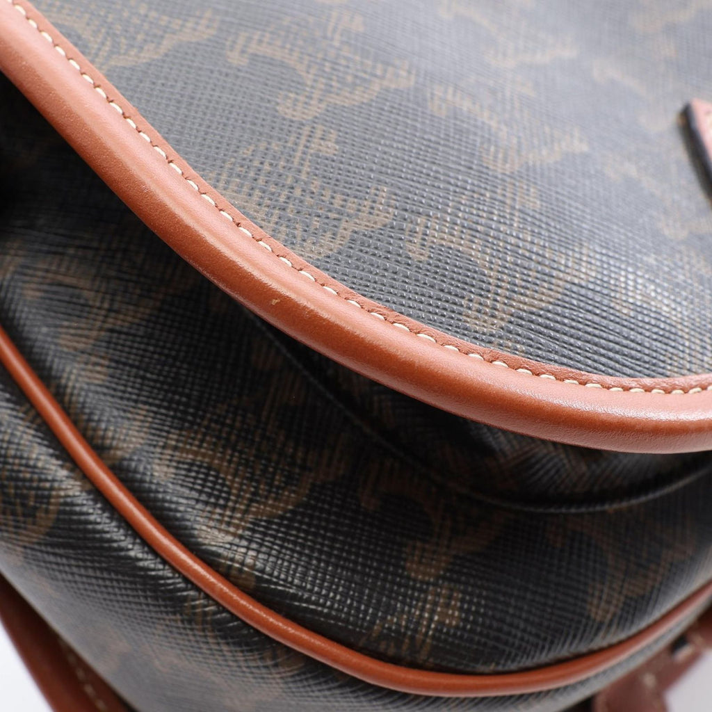 Celine Shoulder Bag Folco Triomphe Black Brown Canvas Leather — view 6
