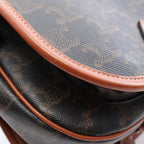 Celine Shoulder Bag Folco Triomphe Black Brown Canvas Leather — view 6