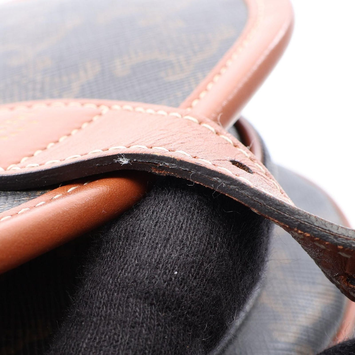 Celine Shoulder Bag Folco Triomphe Black Brown Canvas Leather — view 8