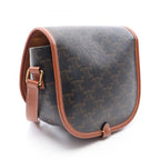 Celine Shoulder Bag Folco Triomphe Black Brown Canvas Leather — view 2