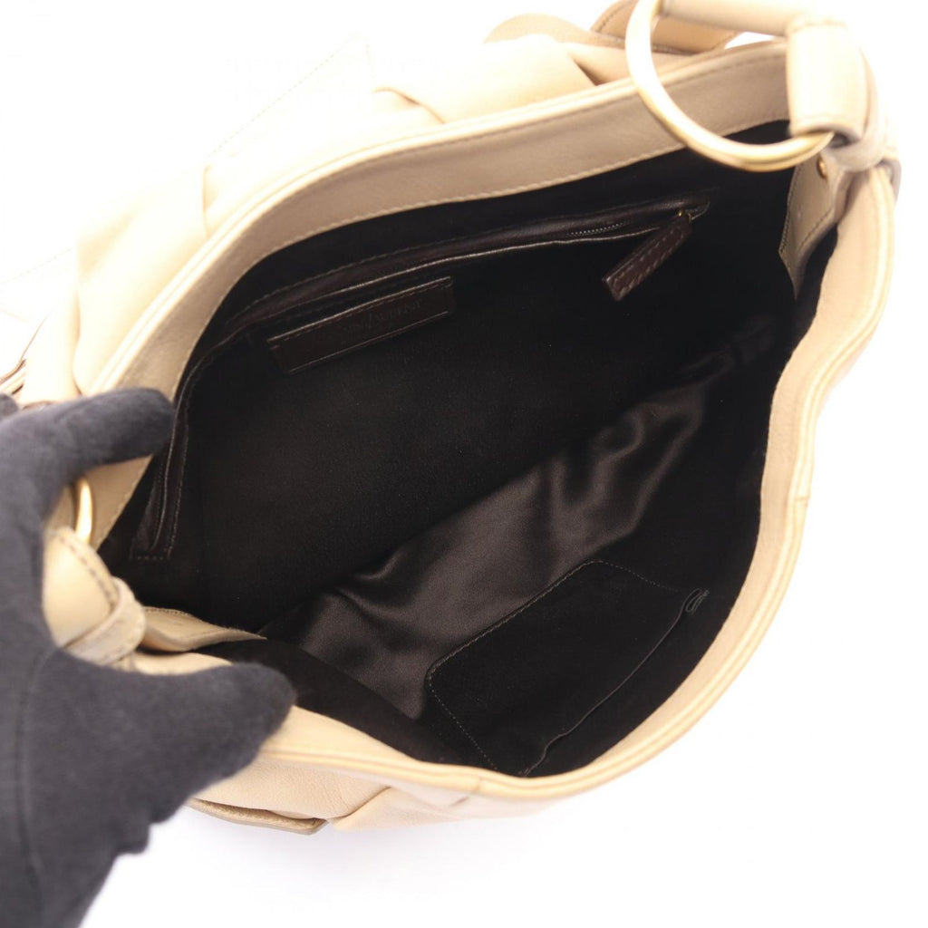 Saint Laurent Rive Gauche Shoulder Bag Sac Bow Ribbon Light Beige Leather — view 3