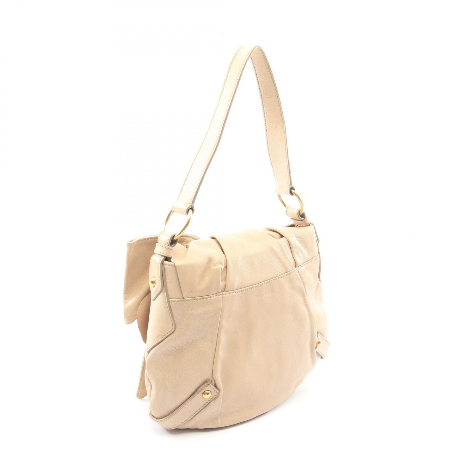Saint Laurent Rive Gauche Shoulder Bag Sac Bow Ribbon Light Beige Leather — view 2