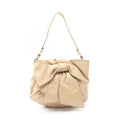 Saint Laurent Rive Gauche Shoulder Bag Sac Bow Ribbon Light Beige Leather