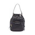 Prada Logo Jacquard 2-Way Black Canvas Leather Bucket Bag