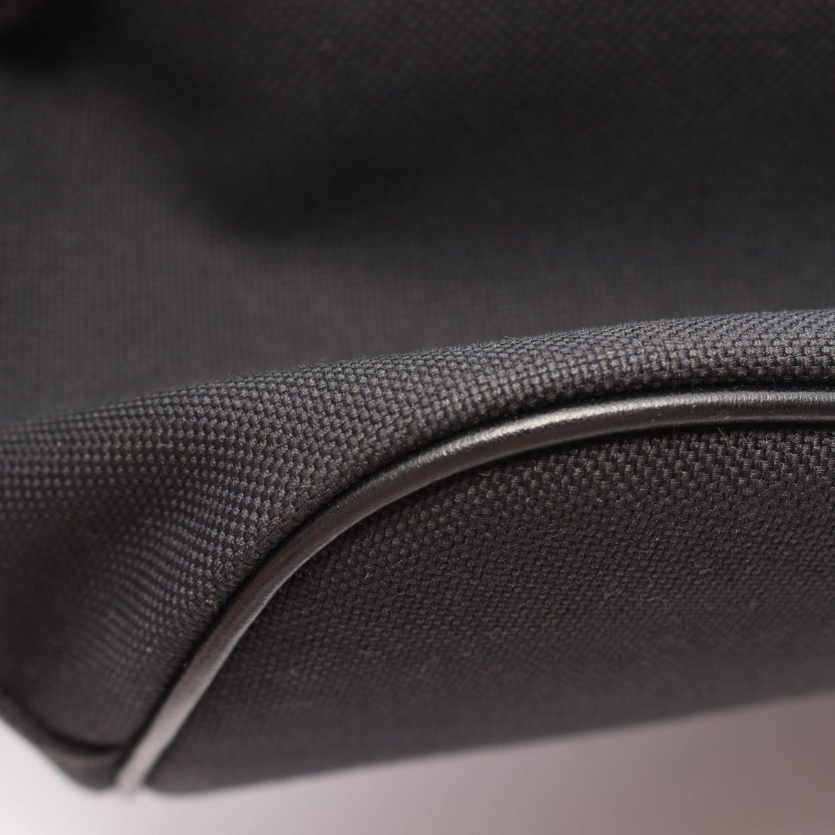 Prada Logo Jacquard 2-Way Black Canvas Leather Bucket Bag — view 6