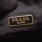 Prada Logo Jacquard 2-Way Black Canvas Leather Bucket Bag — view 4