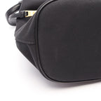Prada Logo Jacquard 2-Way Black Canvas Leather Bucket Bag — view 5