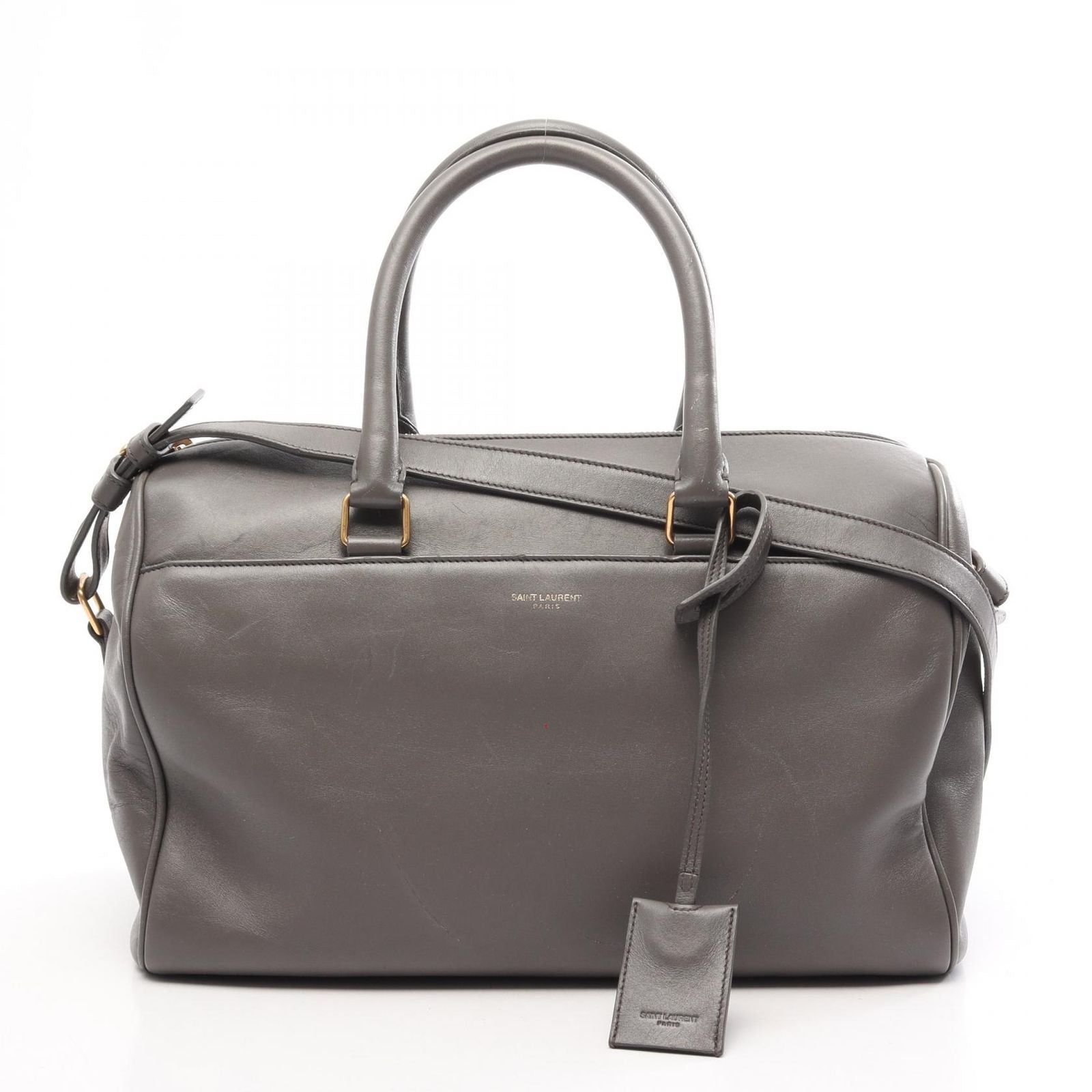 Saint Laurent Paris Handbag Classic Duffle 6 2-Way Gray Leather