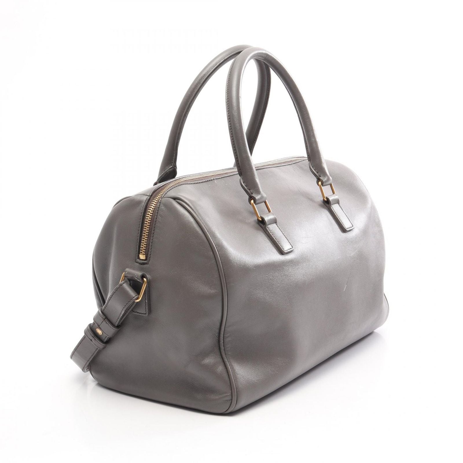 Saint Laurent Paris Handbag Classic Duffle 6 2-Way Gray Leather — view 2