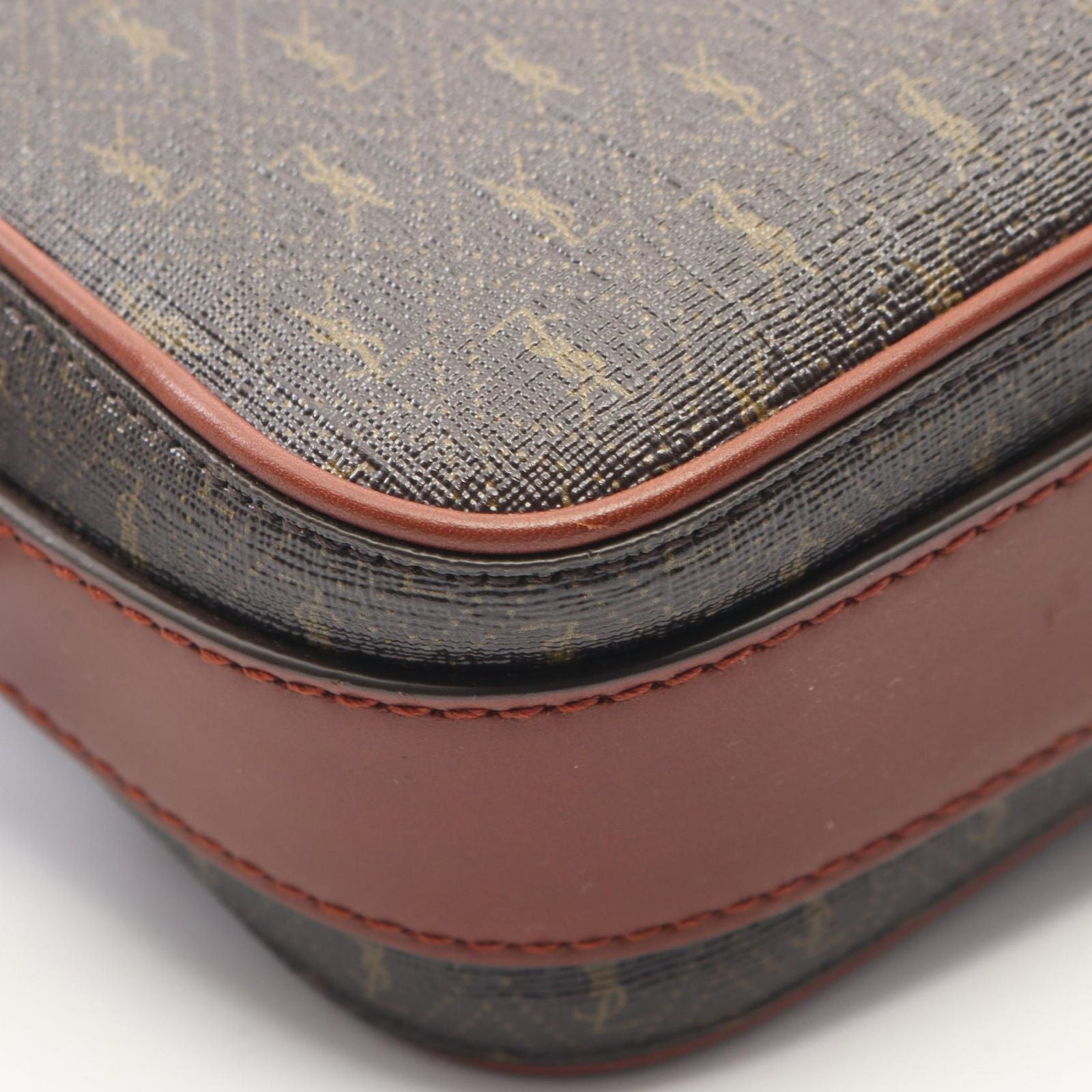 Saint Laurent Paris Shoulder Bag Monogram Dark Brown Canvas Leather — view 5
