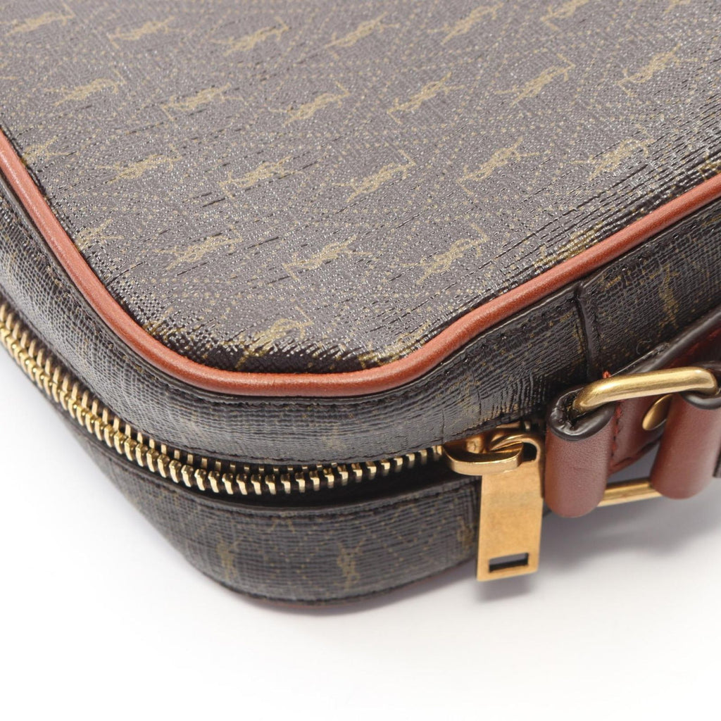 Saint Laurent Paris Shoulder Bag Monogram Dark Brown Canvas Leather — view 6