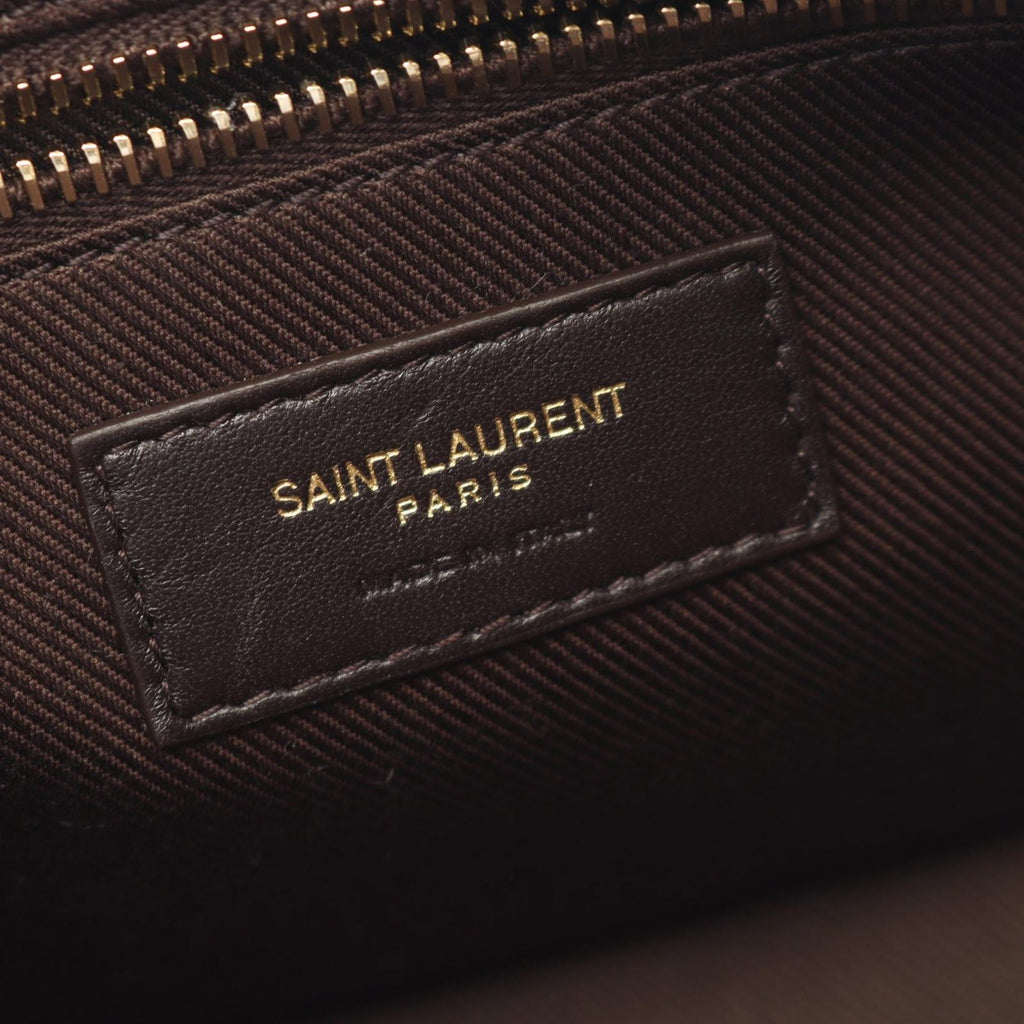 Saint Laurent Paris Shoulder Bag Monogram Dark Brown Canvas Leather — view 4