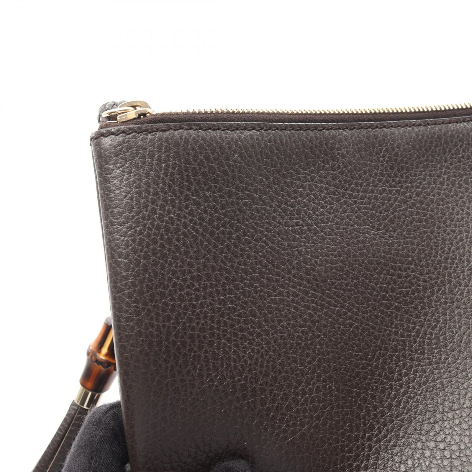 Gucci Clutch Bamboo Dark Brown Leather Tassel — view 7