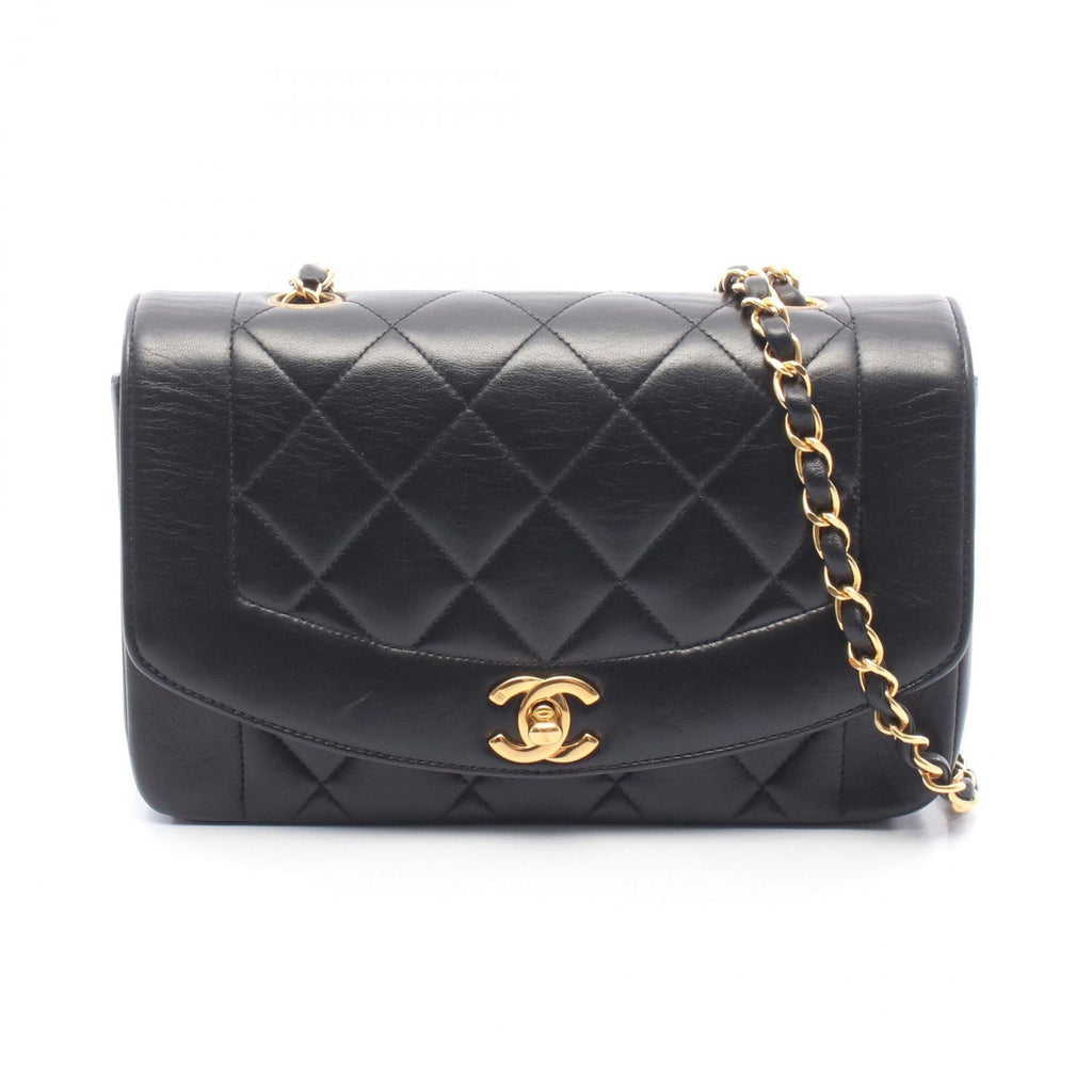Chanel Shoulder Bag Quilted Diana Flap Black Lambskin Chain
