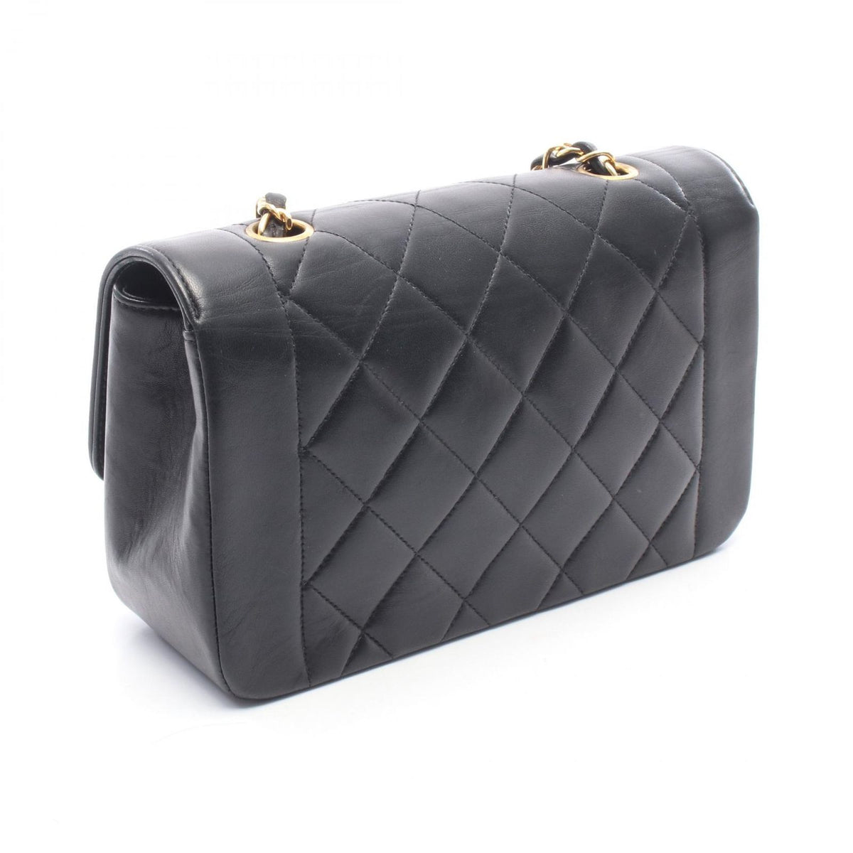 Chanel Shoulder Bag Quilted Diana Flap Black Lambskin Chain — view 2