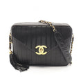Chanel Shoulder Bag Mademoiselle Tassel Black Lambskin Fringe Chain