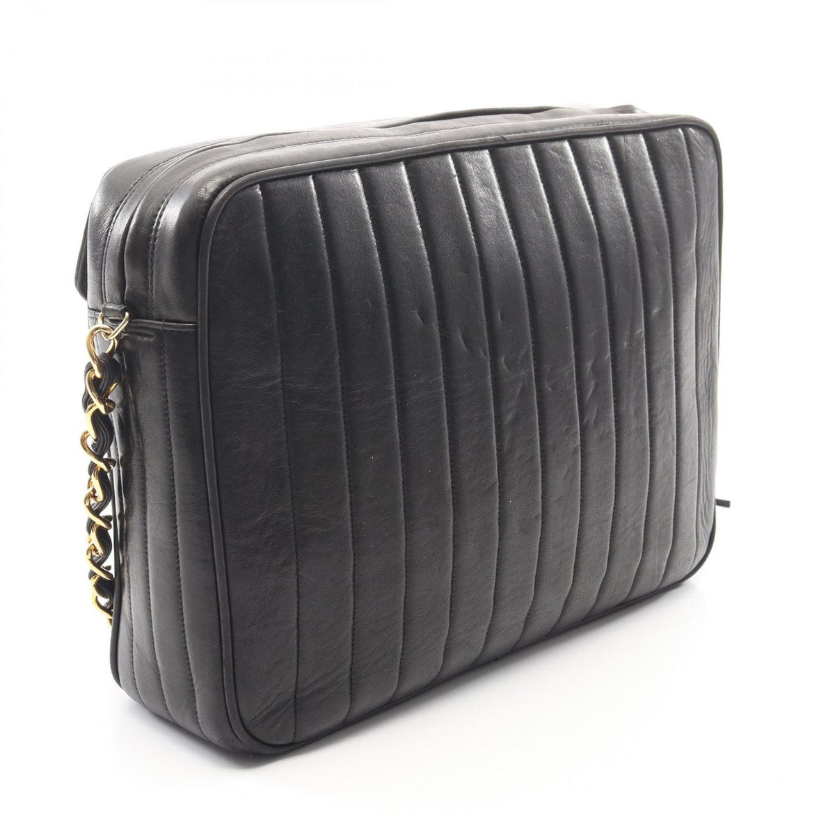 Chanel Shoulder Bag Mademoiselle Tassel Black Lambskin Fringe Chain — view 2