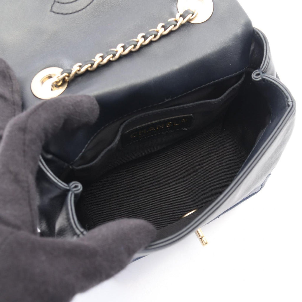 Chanel Shoulder Bag Mini Quilted Navy Blue Lambskin Mini Chain — view 3