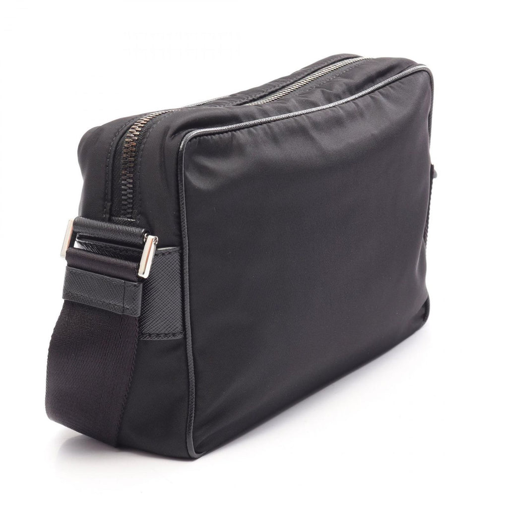 Prada Shoulder Bag Re-Nylon Tessuto Saffiano Black Nylon Leather Triangle Logo — view 2