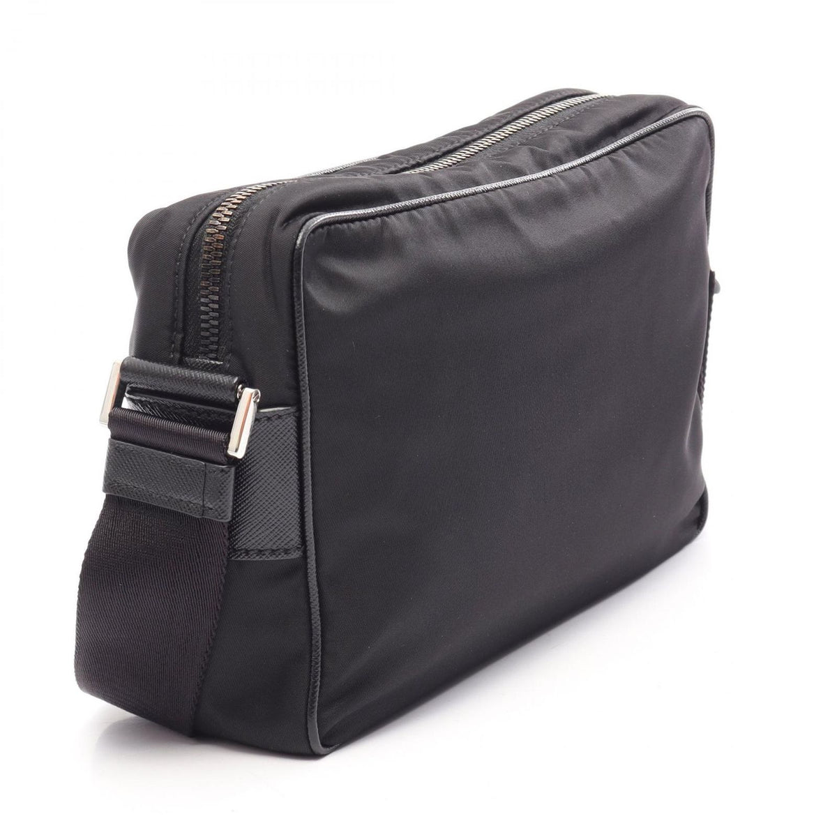 Prada Shoulder Bag Re-Nylon Tessuto Saffiano Black Nylon Leather Triangle Logo — view 2