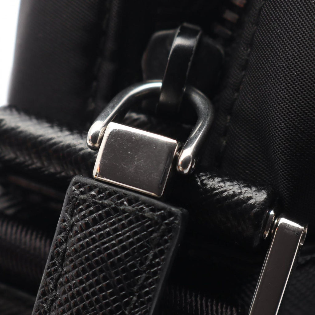Prada Shoulder Bag Re-Nylon Tessuto Saffiano Black Nylon Leather Triangle Logo — view 8