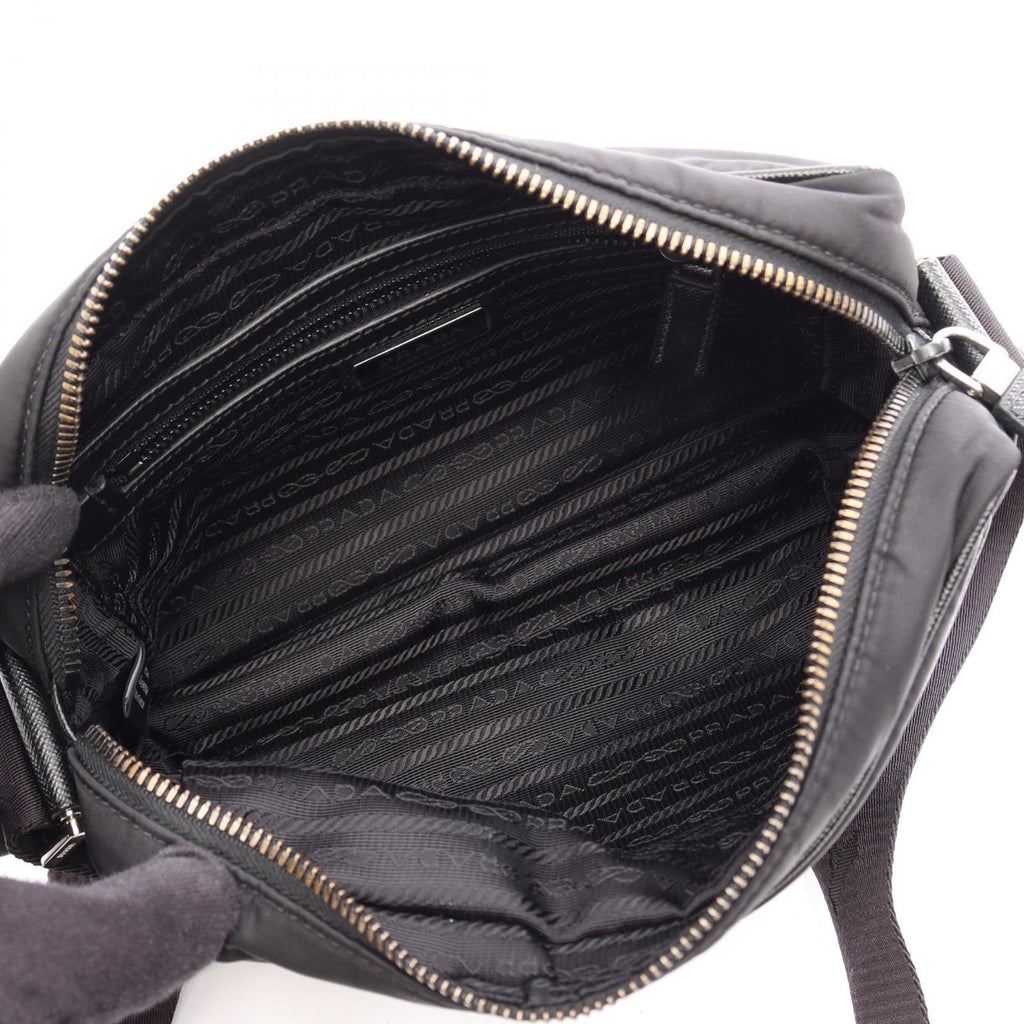 Prada Shoulder Bag Re-Nylon Tessuto Saffiano Black Nylon Leather Triangle Logo — view 3