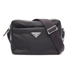 Prada Shoulder Bag Re-Nylon Tessuto Saffiano Black Nylon Leather Triangle Logo