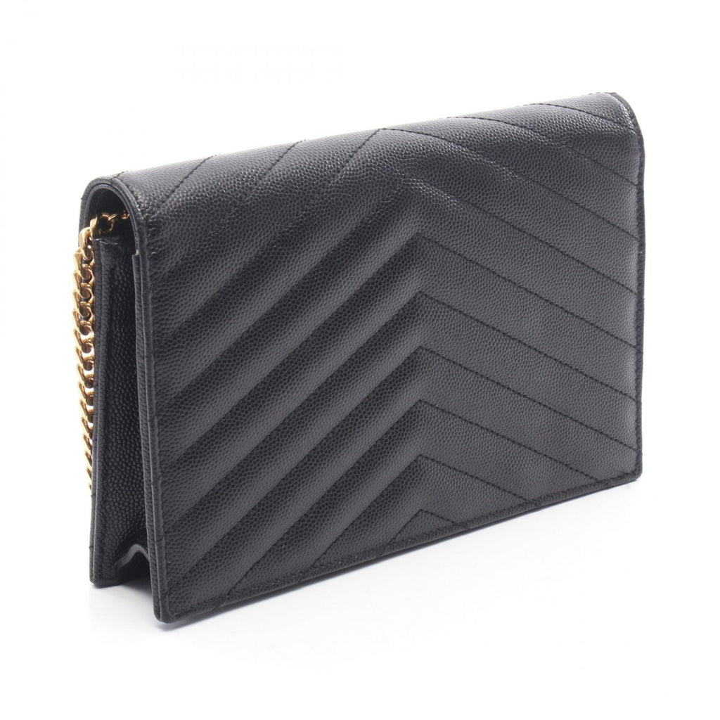 Saint Laurent Shoulder Bag Cassandra Envelope Black Leather Matelasse Chain — view 2