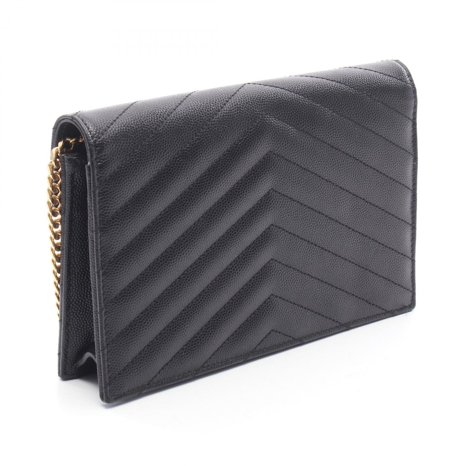 Saint Laurent Shoulder Bag Cassandra Envelope Black Leather Matelasse Chain — view 2