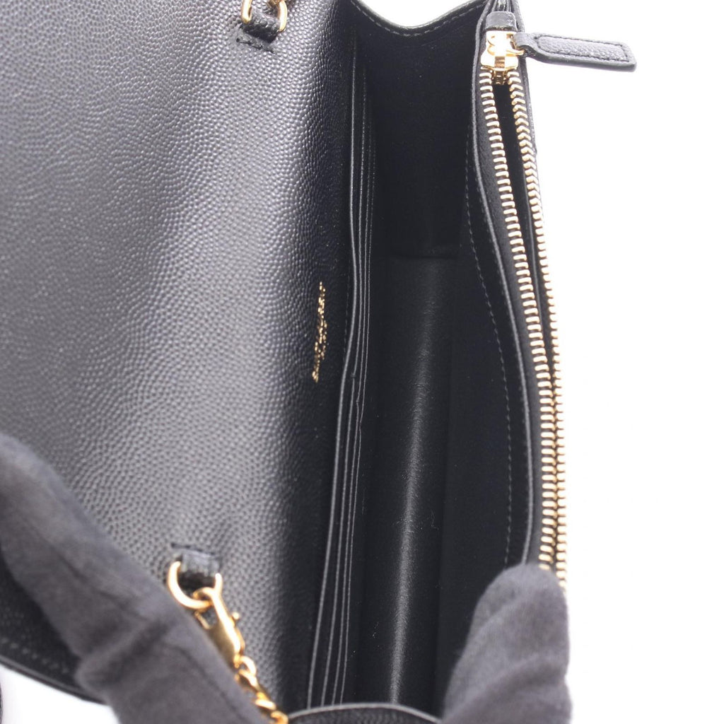 Saint Laurent Shoulder Bag Cassandra Envelope Black Leather Matelasse Chain — view 3